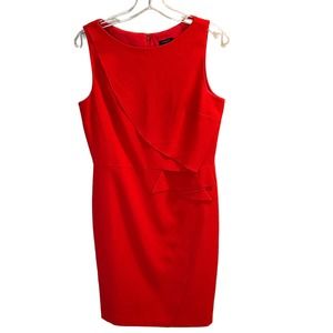 Ann Taylor, Red Sheath Dress w Folded Fabric detail, women 8
